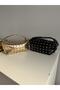 Metallic Golden Yellow Hand and Shoulder Bag with Staple Detail - Women's Bag with Chain Strap - 4
