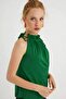 Women's Green Ruffled Collar Sleeveless Blouse Bth01 - 4