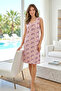 Women's Floral Pattern Zero Sleeve Viscose Dress Pajamas 40122-282 Powder - 4