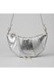 Women's Silver Colored Wrinkled Leather Detailed Croissant Model Women's Shoulder Bag - 3