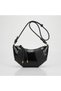 Women's Black Color Wrinkled Leather Detailed Croissant Model Women's Sleeve and Shoulder Bag