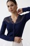 Lace Detailed V-Neck Buttoned Long Sleeve Women's Blouse Cardigan Stretchy Fabric Stylish /Office and Daily Use - 2