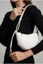 Women's White Color Wrinkled Leather Detailed Croissant Model Women's Shoulder Bag - 2
