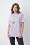 White Daisy Printed Women's Cotton Jersey Navy Blue T-Shirt - 4