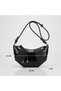 Women's Black Color Wrinkled Leather Detailed Croissant Model Women's Sleeve and Shoulder Bag - 4