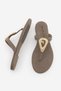 Women's Thin Strap Flip-Flops with Gold Metal Buckle and Stones, Daily Slippers, Rolin Mink Suede - 8