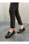 Black Leather Laser Bow Women's Casual Shoes - 3