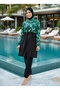 Women's Quick-Drying Water-Repellent Fabric Zippered Fully Covered Hijab Swimsuit - 4