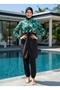 Women's Quick-Drying Water-Repellent Fabric Zippered Fully Covered Hijab Swimsuit - 2