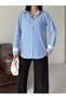 Blue Striped Shirt with Lace Detail - 2