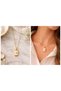 Polar Star Detailled Rectangular Plate Charm Necklace – Gold Color Minimal Elegant Women's Necklace - 2