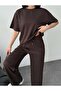 Women's Brown Shiny Stone Print Detailed Top and Bottom Stylish Set - 5