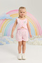 Girl's Rainbow Patterned Shorts Overalls 2 Years-6 Years Pink
