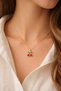 Cherry Figure Minimal Necklace – Stylish, Elegant Women's Necklace in Gold Color with Colorful Stones - 3