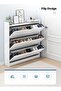Three Tier Shoe Rack Organizer Storage Foldable Closet with Doors for Living Room - 3
