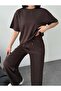 Women's Brown Shiny Stone Print Detailed Top and Bottom Stylish Set - 2