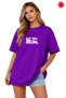 Unisex Oversize T-Shirt 100% Cotton Printed Purple T-Shirt Relaxed Fit Casual Streetwear