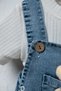 Teddy Bear Detailed Blue Denim Salopet and White Ribbed T-Shirt 2-Piece Baby & Kids Set - 7