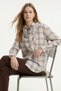 Blue Triangle Scarf Oversized Plaid Shirt 5484