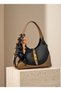 B37125 Shoulder Bag Knitted Patterned Stylish Daily Bag with Zipper and Charm Accessories for Women
