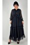 Women's Plus Size Feather Detailed Chiffon Evening Dress Black - 3