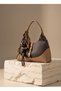 B37125 Shoulder Bag Knitted Patterned Stylish Daily Bag with Zipper and Charm Accessories for Women