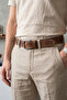 4 cm Men's Natural Leather Belt - Antique Tan (Compatible with Jeans/Linen/Fabric)