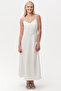 Strappy Lace Linen Regular White Midi Dress