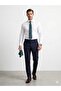 Men's Dark Navy Blue Self-Stripe Slim Fit Classic Fabric Pants