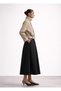Black Color Poplin Double Pocket Flared Skirt