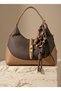 B37125 Shoulder Bag Knitted Patterned Stylish Daily Bag with Zipper and Charm Accessories for Women - 5