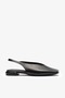 Giselle Black Leather Women's Heeled Ballerinas