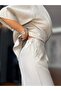 Beige Palazzo Pants Brooched Shirt Suit - 4