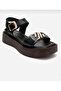 Genuine Leather Black Women's Leather Sandals Dp08-2401 - 4
