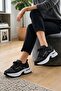 26Y303 Women's Stoned Textile Stretch Thick Sole Sports Shoes
