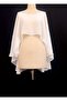 Women's Bat Sleeves Wide Cut Cape Model Tulle Blouse - 2