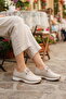 Beige Rubber Laced Lightweight Women's Casual Shoes 063 Z