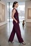 Round Neck Buttoned Belt Accessories Included Lined Vest Set Front Pleated Pocketed High Waist Trouser Suit - 4
