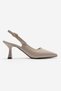 Women's Double Buckle Pointed Heeled Shoes; Beige Crinkled - 2