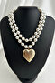 Dorika Detail Pearl Row Design Heart Cover Necklace (45cm) - 4