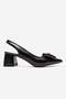 Women's Bow-Tie Side and Open-Back Heeled Sandals Black Wrinkled - 2