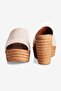 Women's Suede Wedge Heeled Slippers Straw Look Nera Beige - 4