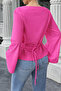 Women's Tie-Detail Drawstring Bell Sleeve Blouse - 2