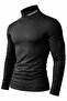 Men's Turtleneck Cotton Lycra Body-Fitting Long Sleeve Slim Fit Casual T-Shirt - 3