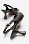Women's Double Buckle Pointed Heeled Shoes; Brown Crinkled - 4