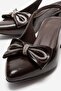 Stoned Bow Tie Open Women's Heeled Shoes Brown Crinkled - 3