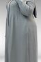 66004 Large Size Pleated Detailed Linen Robe - Gray - 2
