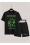 Wednesday Addams Printed 100% Cotton Crewneck Children's T-Shirt-Shorts Two-Piece Set