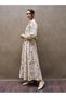 Hijab-Compliant High Neck Coffee Azalea Flower Long Flared Dress - 5