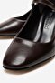 Women's Blunt Toe Piped Heeled Shoes; Brown Wrinkled - 3